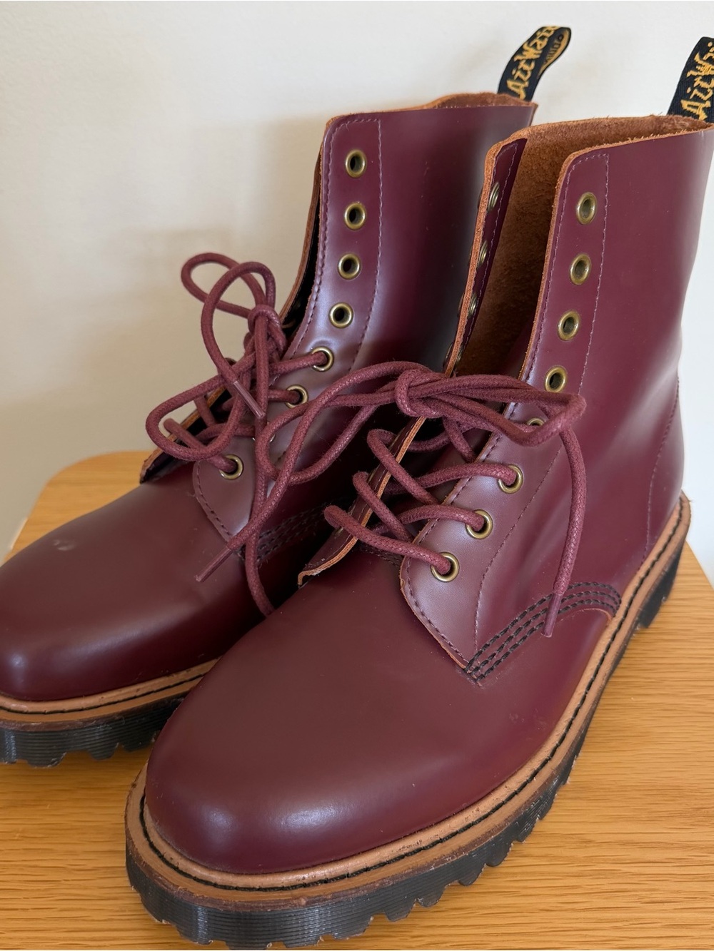 Dr. Martens Burgundy Smooth Leather Lace-Up Boots